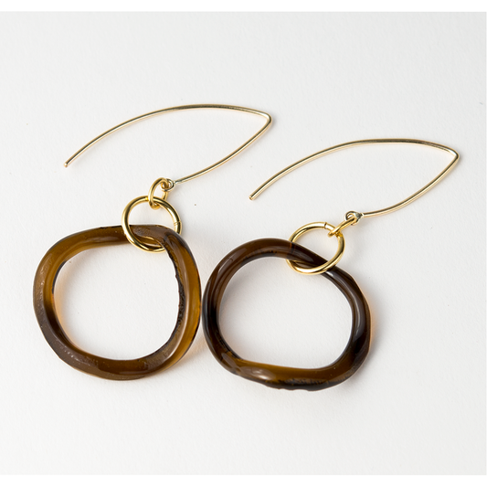 Wave Gold Amber Earrings