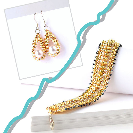Gold Bracelet and Earrings